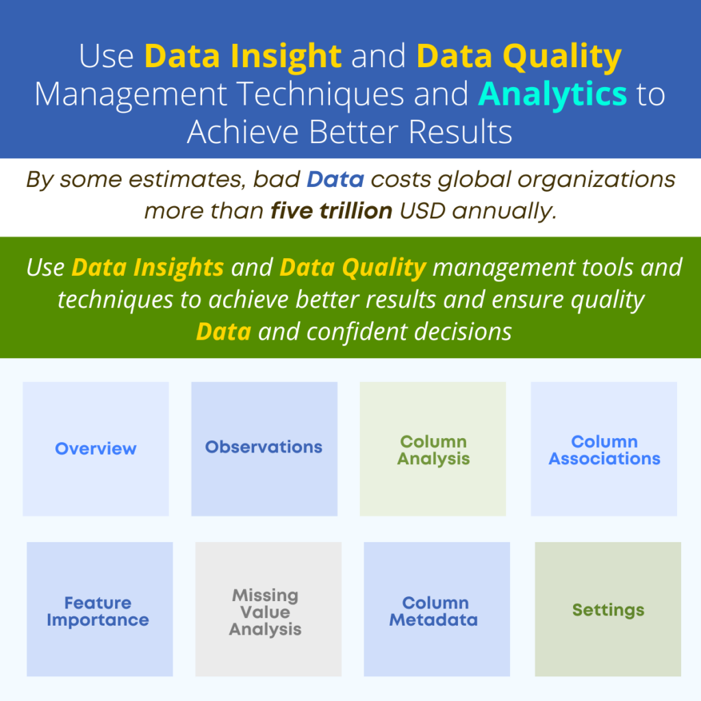 Use Data Insight and Data Quality Management Techniques and Analytics to Achieve Better Results